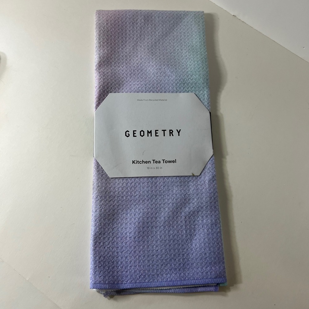 Geometry Kitchen Tea Towel Pastel Ombre Purple Blue Recycled Geoweave 18x30 NEW
